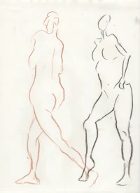 two drawings of a woman and a man